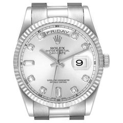 Rolex President Day-Date White Gold Diamond Dial Mens Watch 118239 Box Card