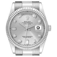 Rolex President Day-Date White Gold Diamond Dial Mens Watch 118239 Box Papers