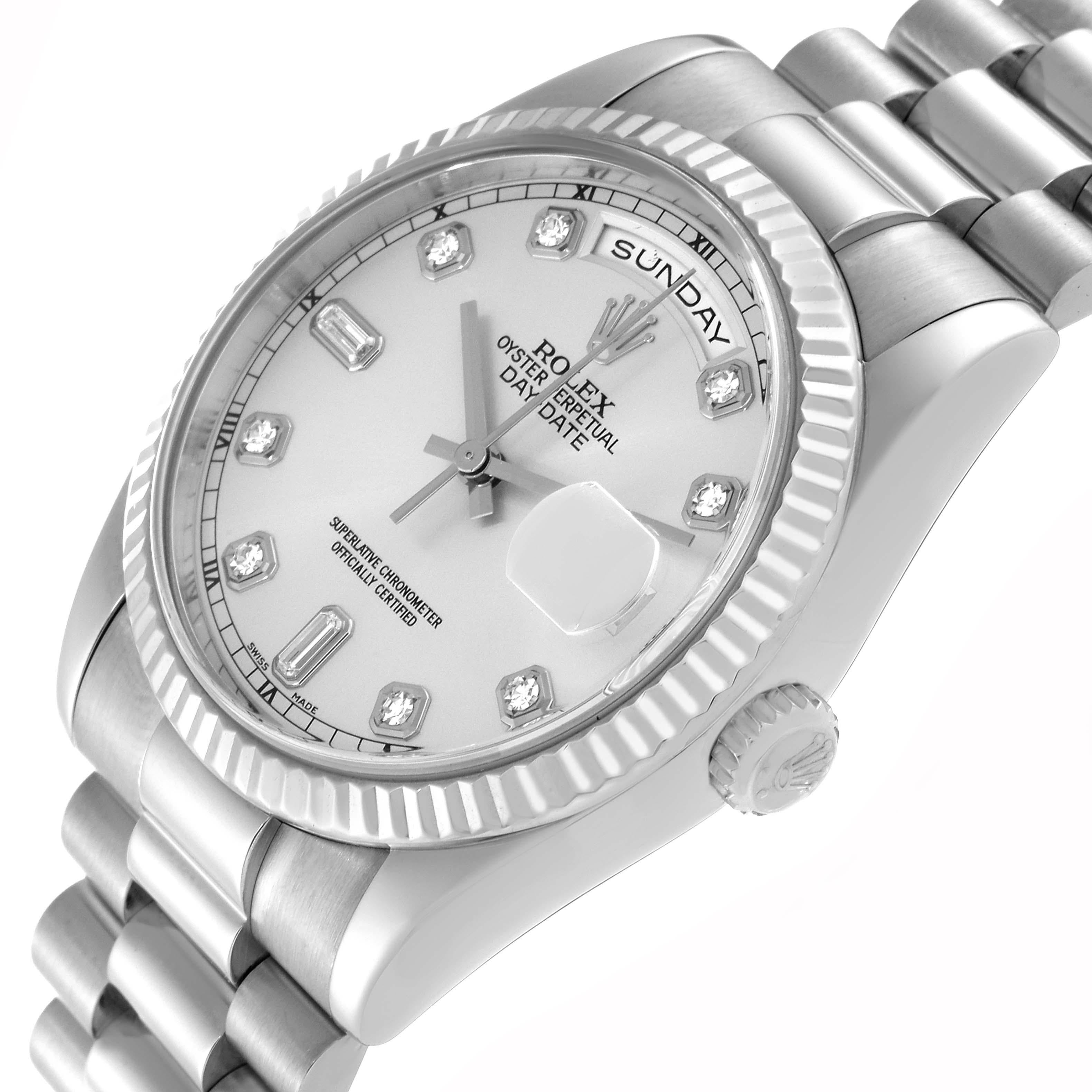 Rolex Montre President Day-Date en or blanc avec cadran en diamants pour hommes 118239 en vente 1
