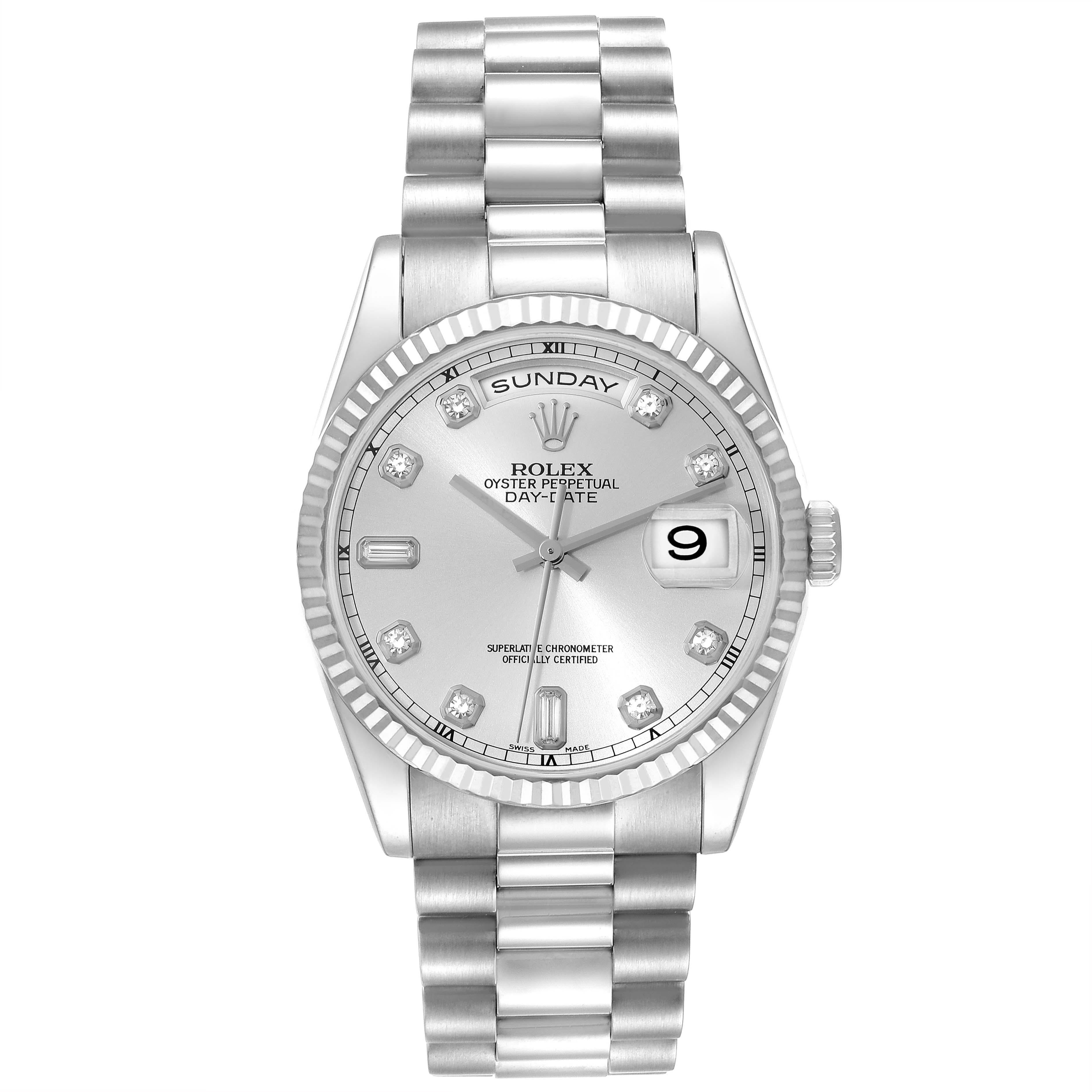 Rolex President Day-Date White Gold Diamond Dial Mens Watch 118239 For Sale 2