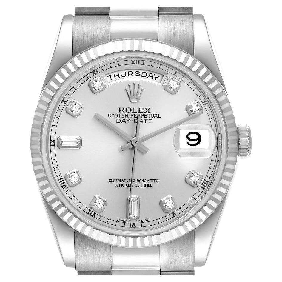Rolex President Day-Date White Gold Diamond Dial Mens Watch 118239 For Sale