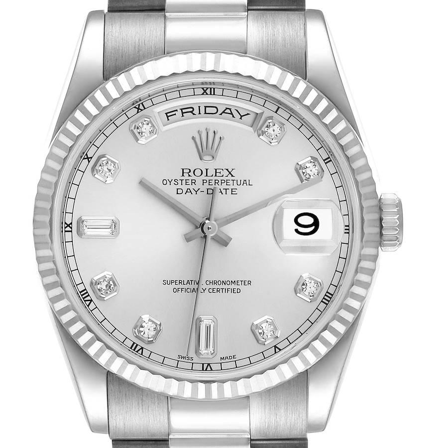 Rolex President Day-Date White Gold Diamond Dial Mens Watch 118239