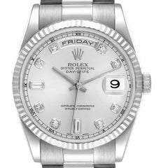 Rolex President Day-Date White Gold Diamond Dial Mens Watch 118239