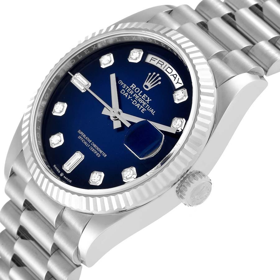 Rolex President Day-Date Or Blanc Cadran Diamant Montre Homme 128239 Inchangée 1