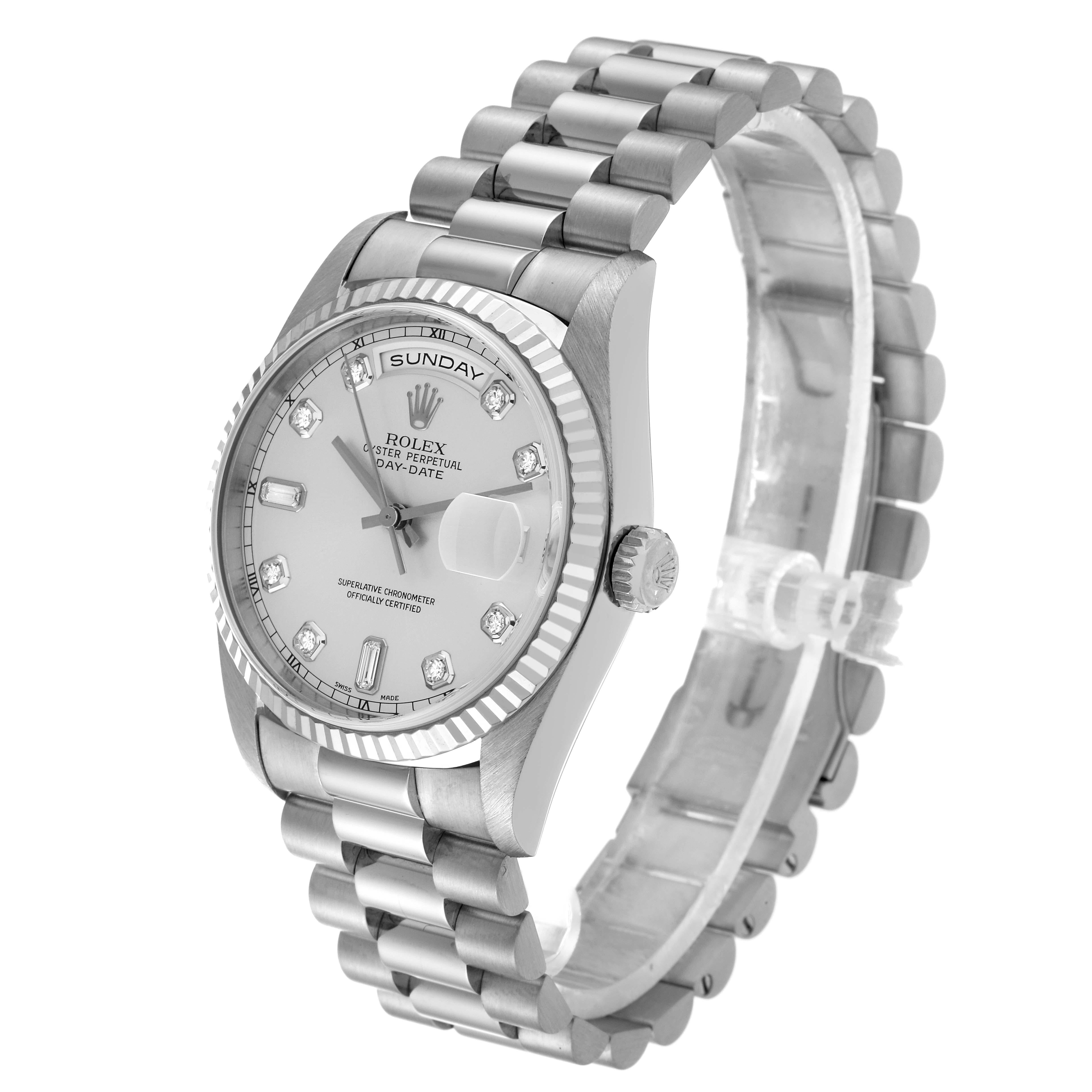 Rolex President Day-Date White Gold Diamond Dial Mens Watch 18239 For Sale 6