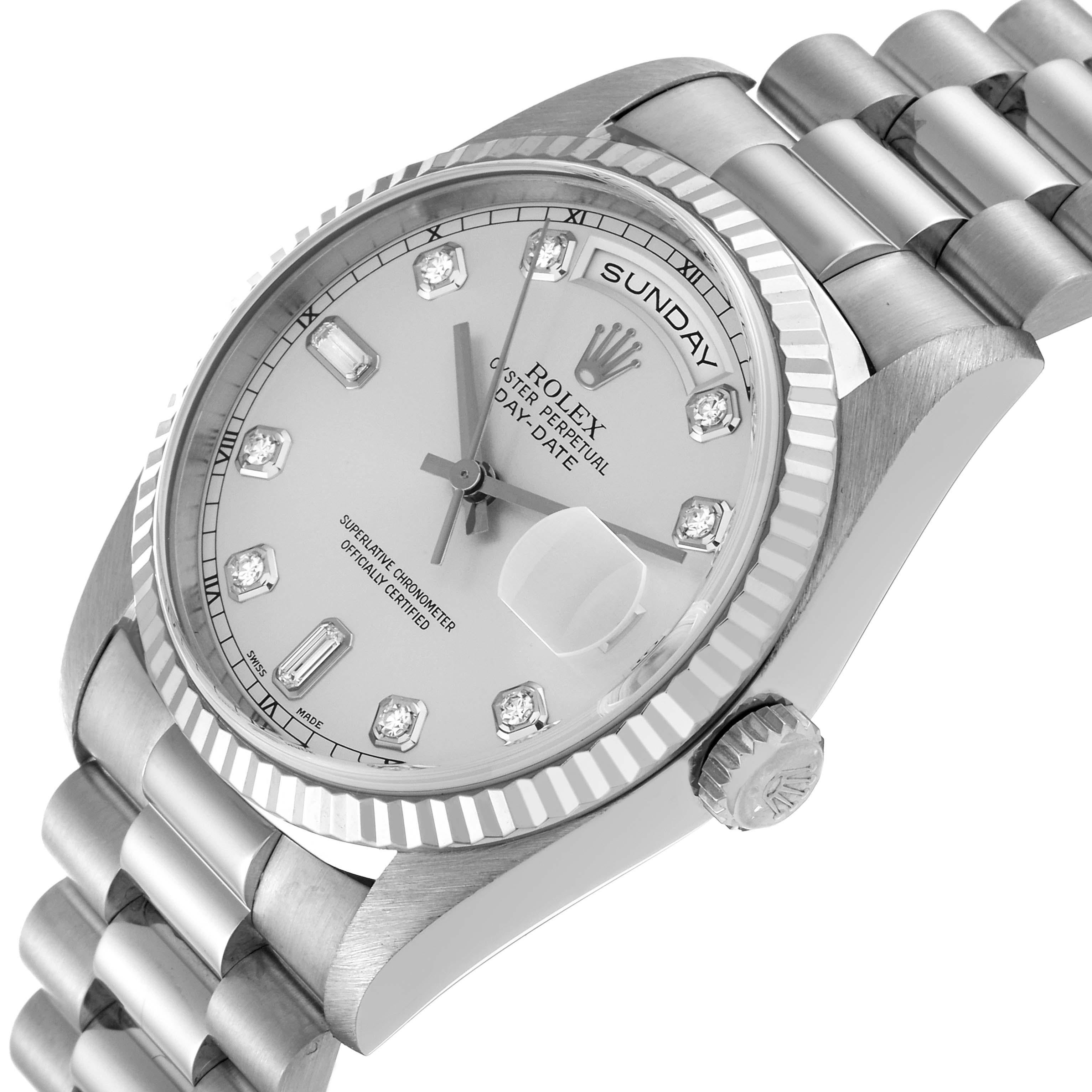 Rolex President Day-Date White Gold Diamond Dial Mens Watch 18239 For Sale 4