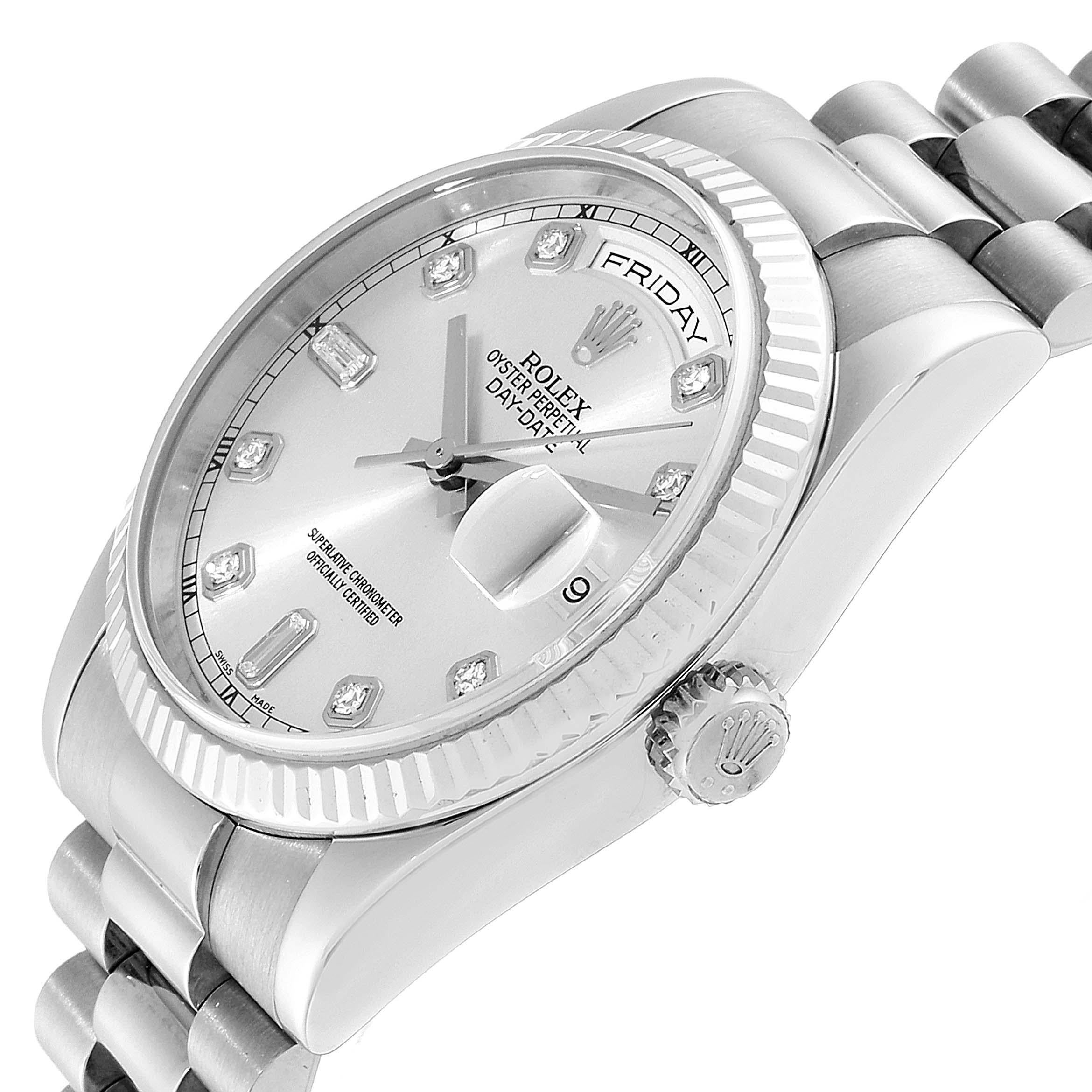 Rolex President Day-Date White Gold Diamond Men's Watch 118239 Box Papers For Sale 2
