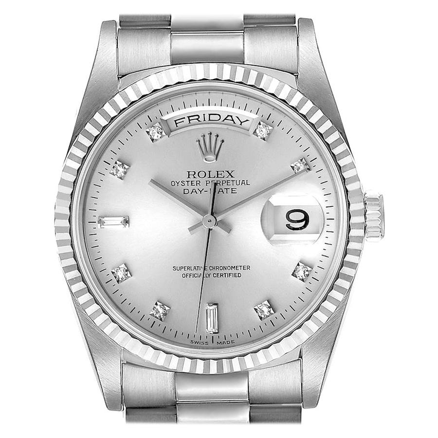 Rolex President Day-Date White Gold Diamond Mens Watch 18239