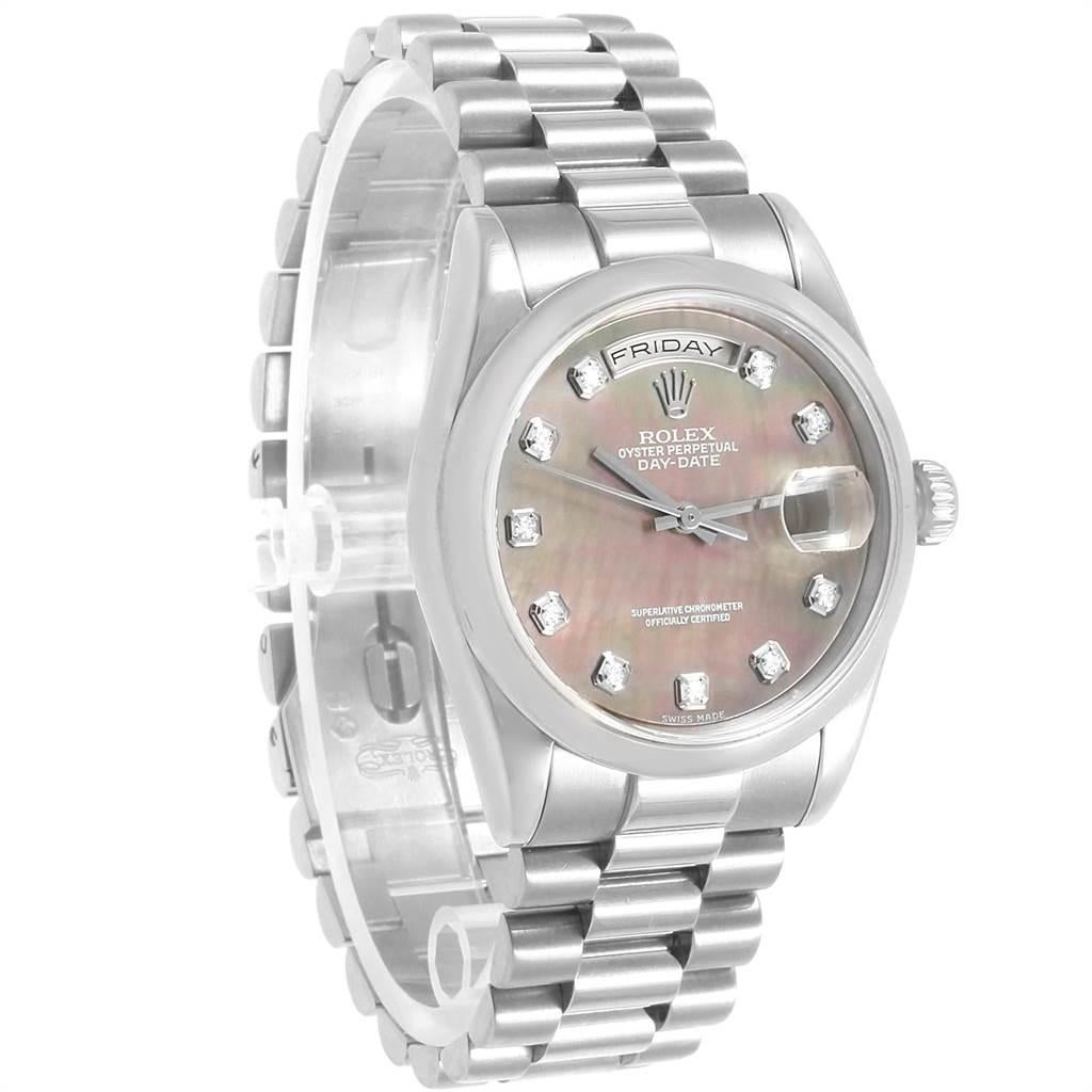Rolex President Day-Date White Gold Mother of Pearl Diamond Men's Watch 118209 1
