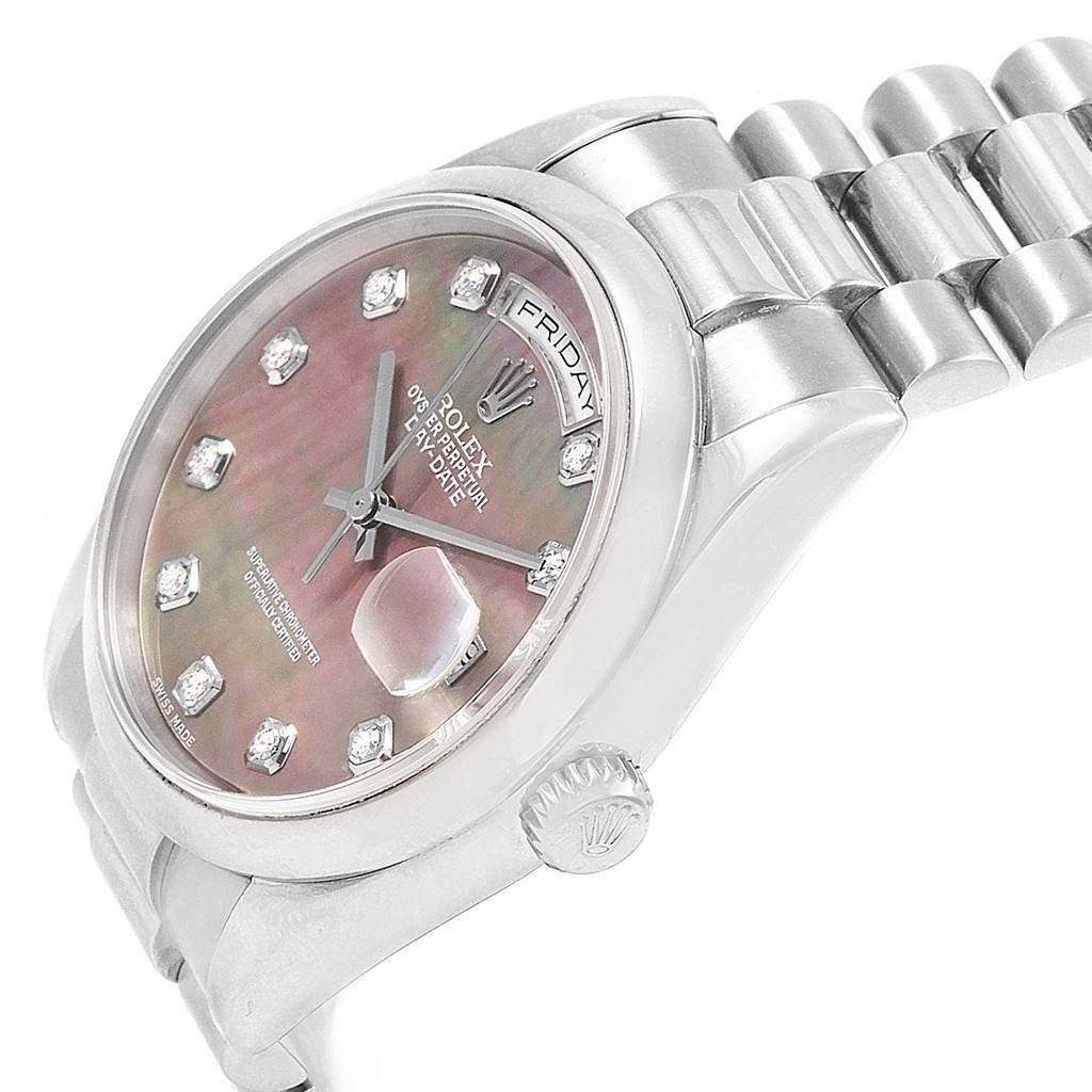 Rolex President Day-Date White Gold Mother of Pearl Diamond Men's Watch 118209 For Sale 3