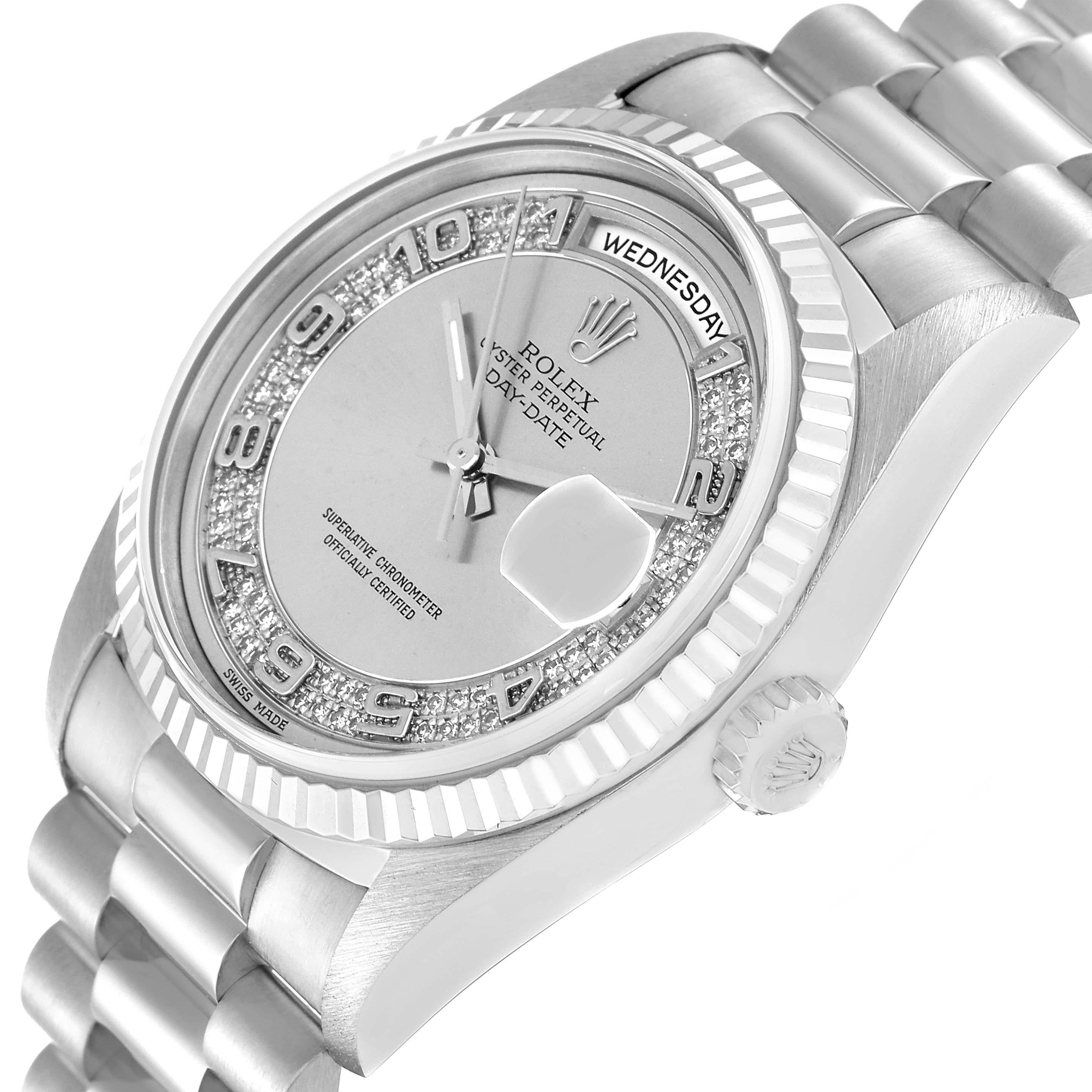 Men's Rolex President Day-Date White Gold Myriad Diamond Dial Mens Watch 18239 For Sale