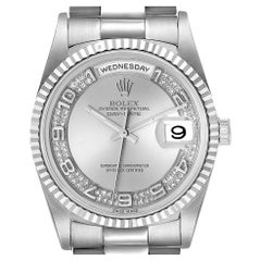 Used Rolex President Day-Date White Gold Myriad Diamond Dial Mens Watch 18239