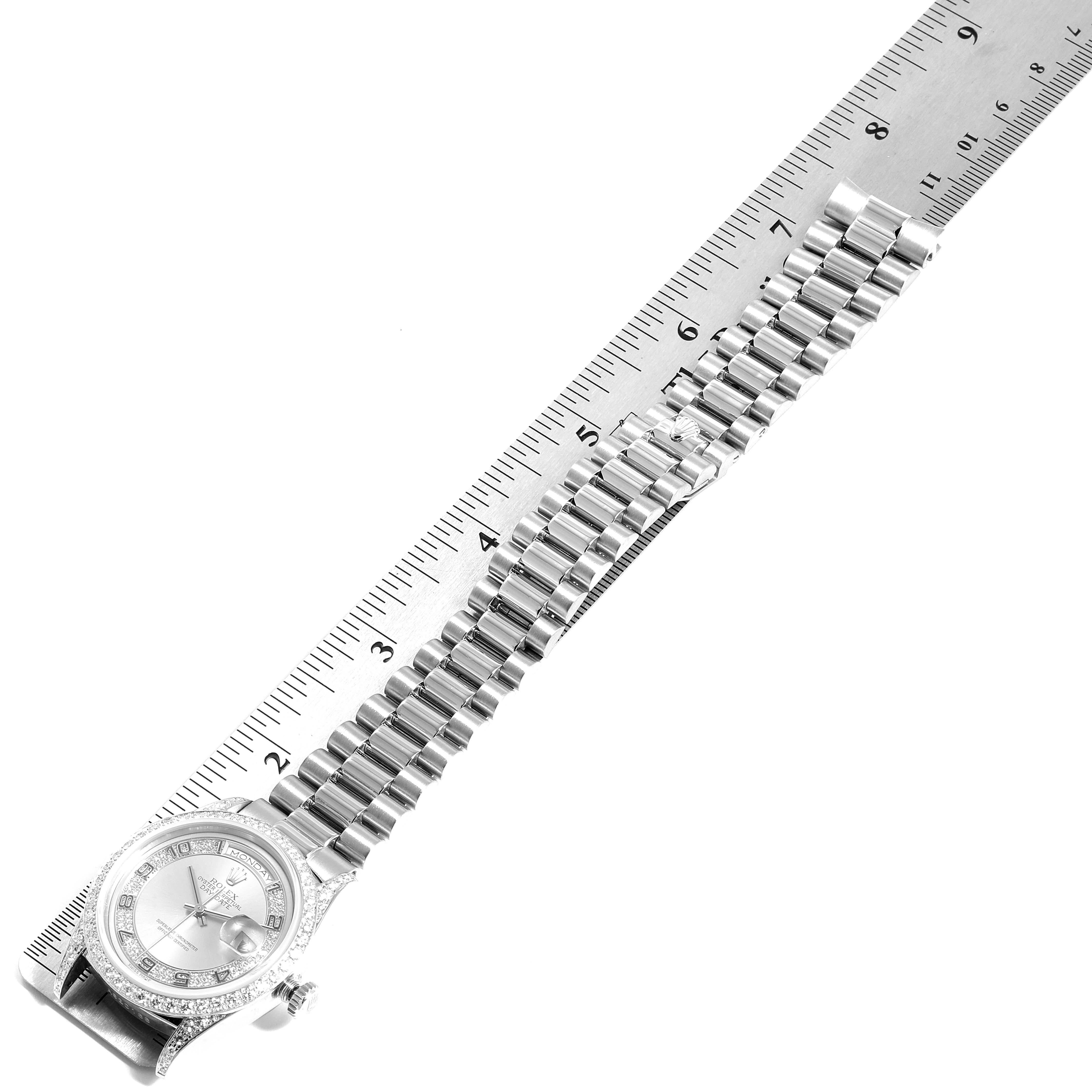 Rolex President Day-Date White Gold Myriad Diamond Men's Watch 18389 For Sale 6