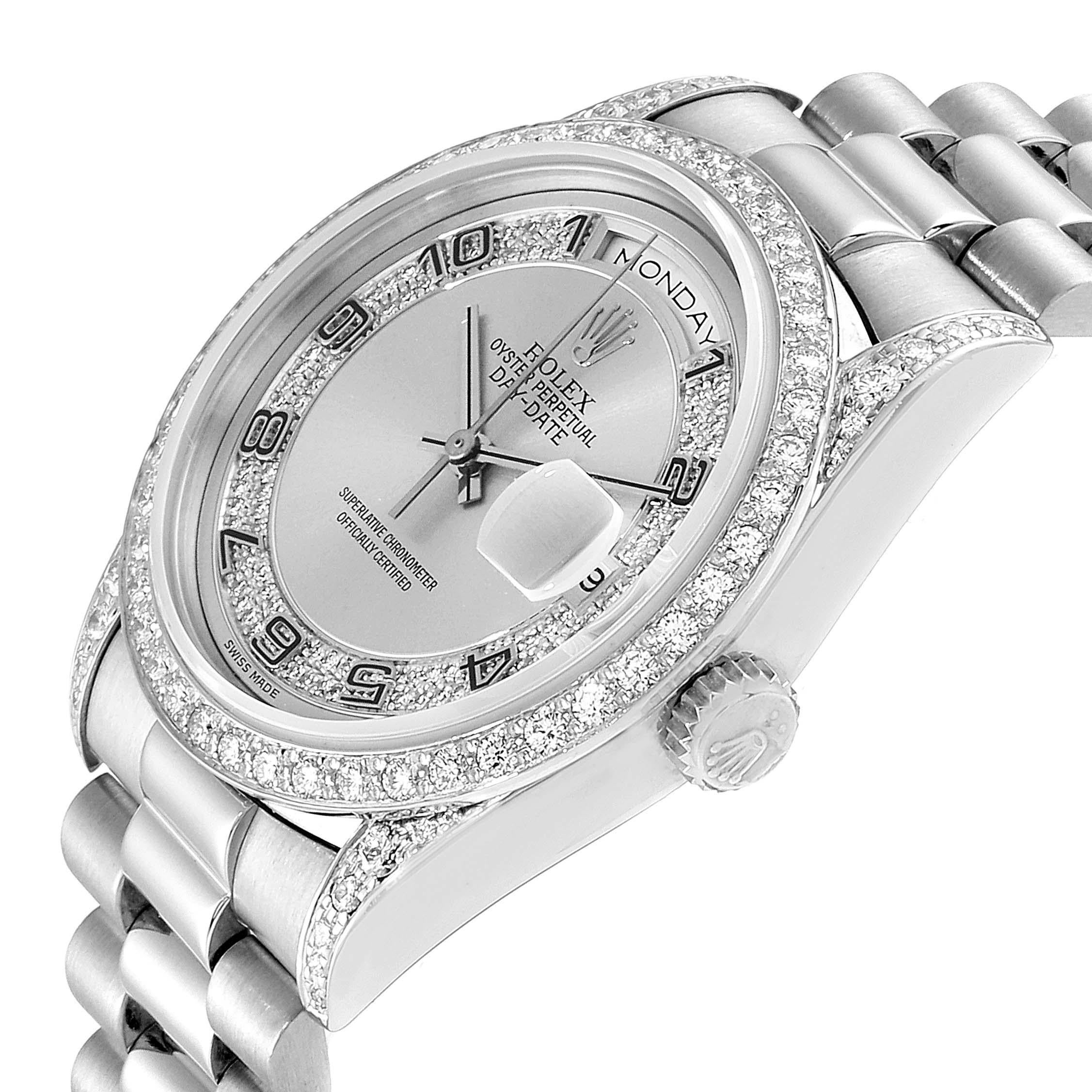Rolex President Day-Date White Gold Myriad Diamond Men's Watch 18389 For Sale 1