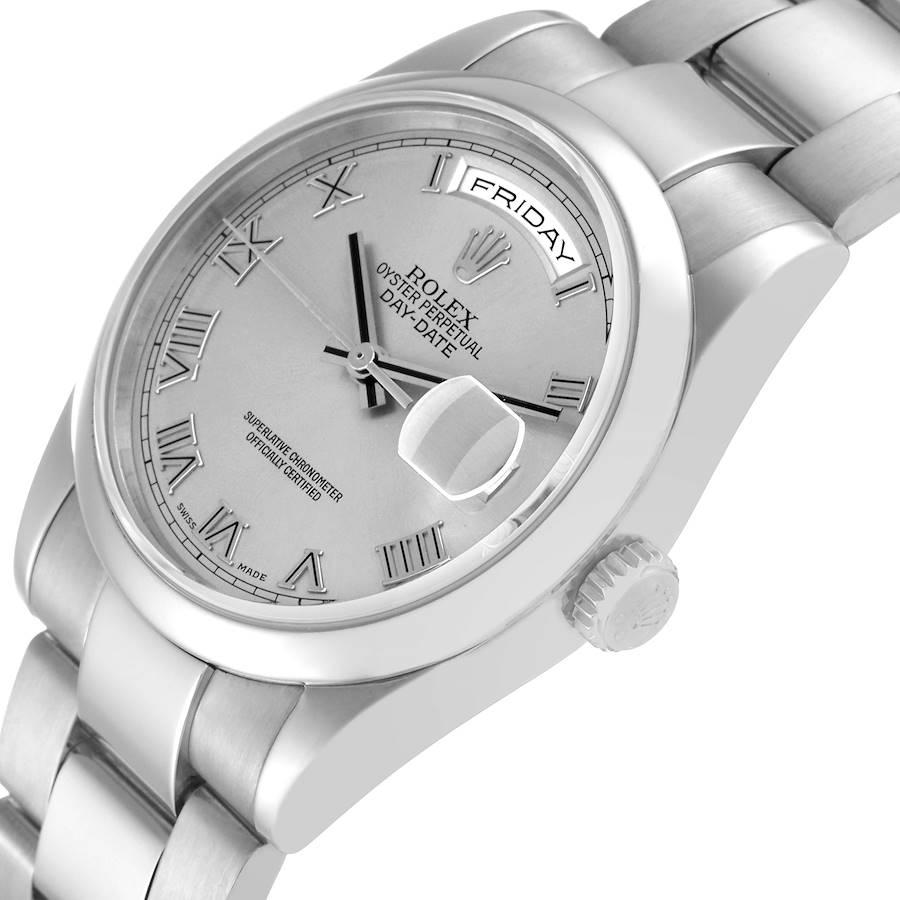 Rolex Montre President Day-Date avec cadran en or blanc et argent pour hommes 118209 Pour hommes en vente