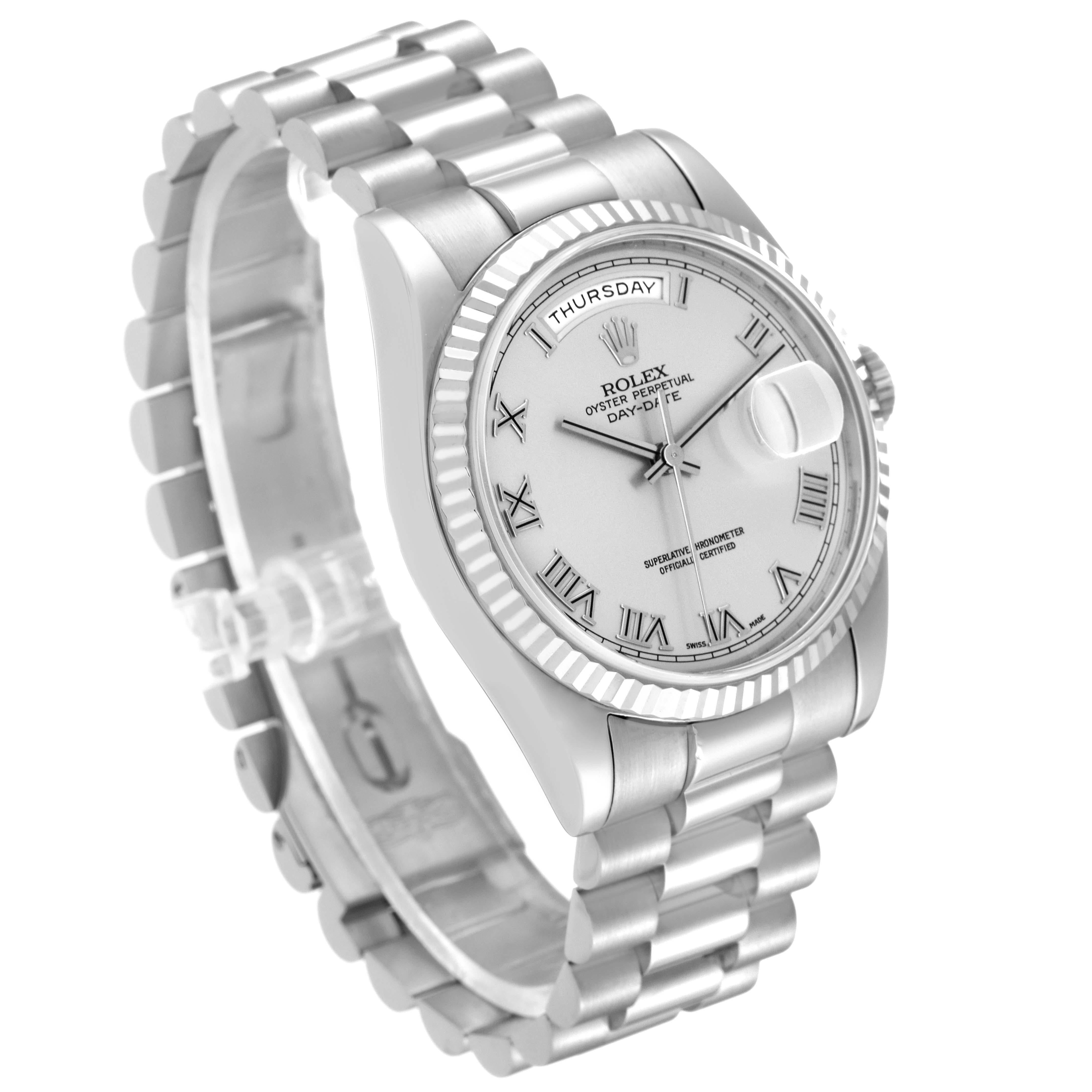 Rolex President Day-Date White Gold Silver Dial Mens Watch 118209 For Sale 2