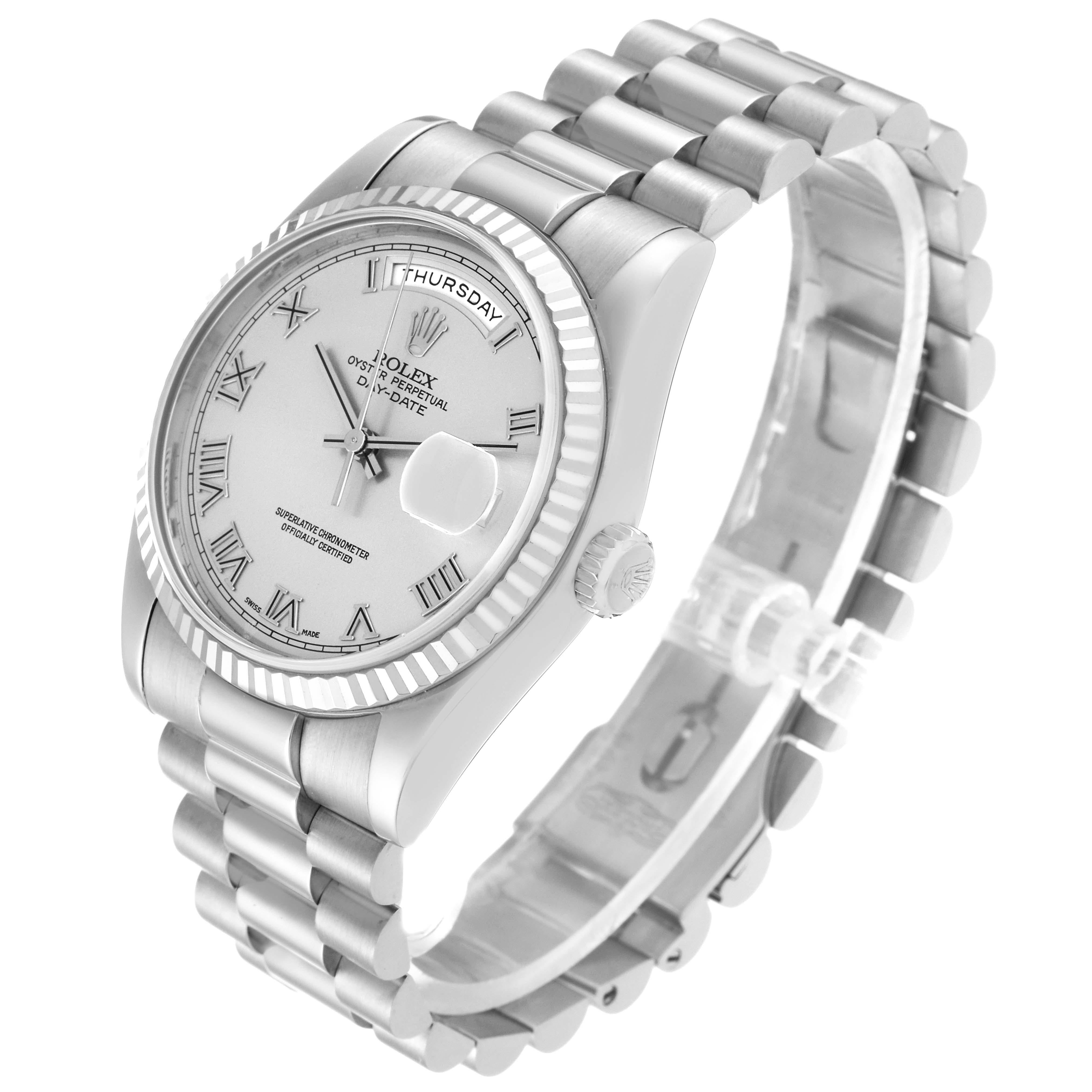 Rolex President Day-Date White Gold Silver Dial Mens Watch 118209 For Sale 3