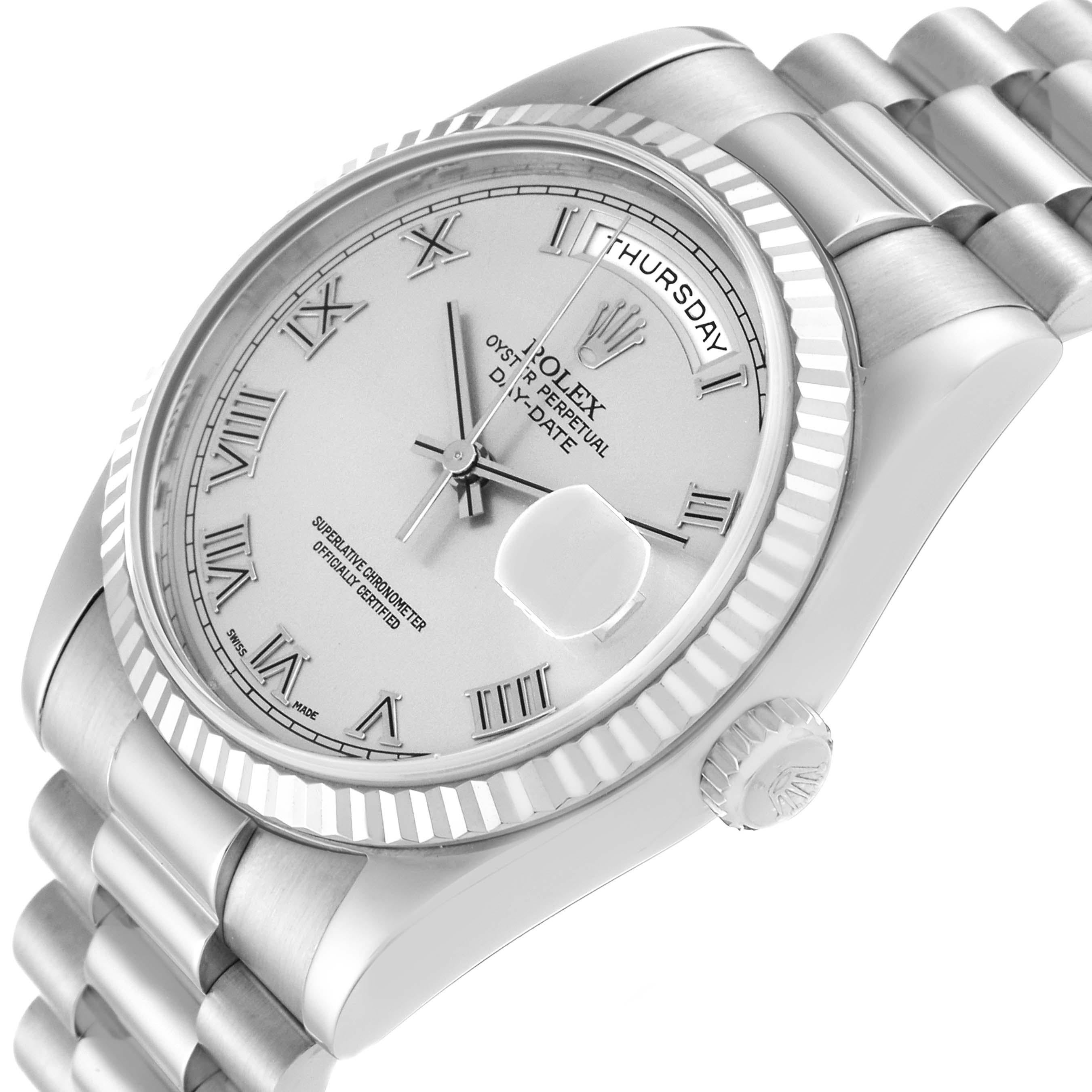Rolex President Day-Date White Gold Silver Dial Mens Watch 118209 For Sale 4