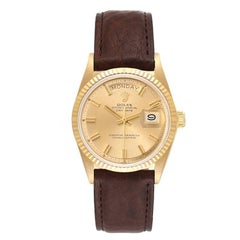 Rolex President Day-Date Wide Fat Boy Yellow Vintage Gold Mens Watch 1803