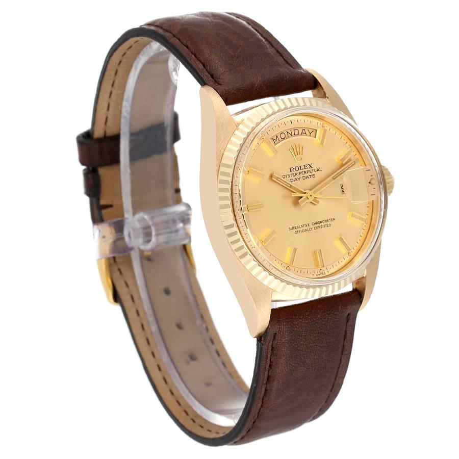 Rolex President Day-Date Wide Fat Boy Yellow Vintage Gold Mens Watch 1803 In Good Condition In Atlanta, GA
