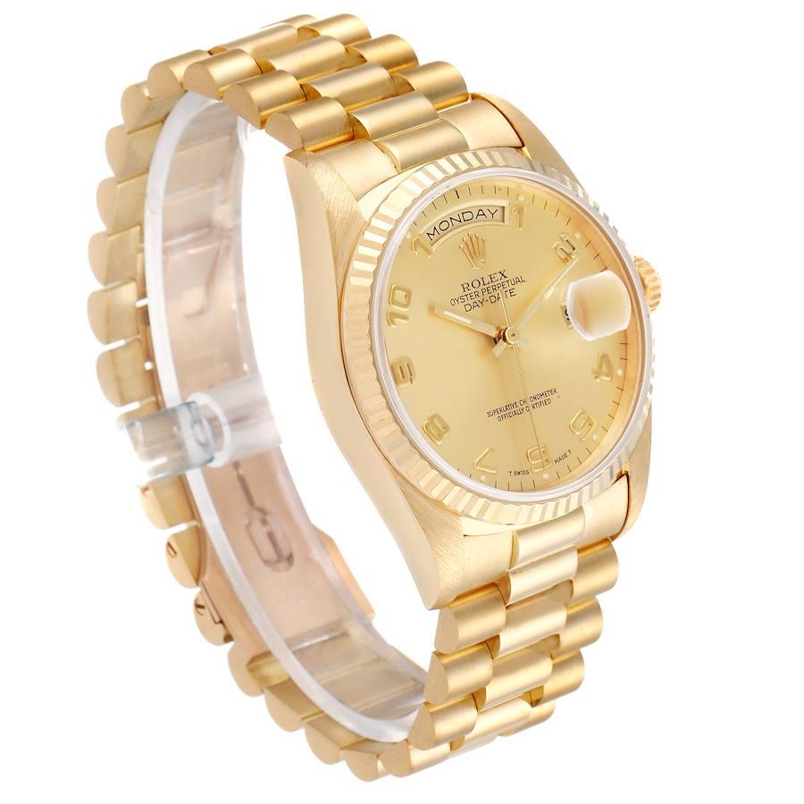 Rolex President Day-Date Yellow Gold Arabic Dial Men’s Watch 18238 Tag In Excellent Condition For Sale In Atlanta, GA