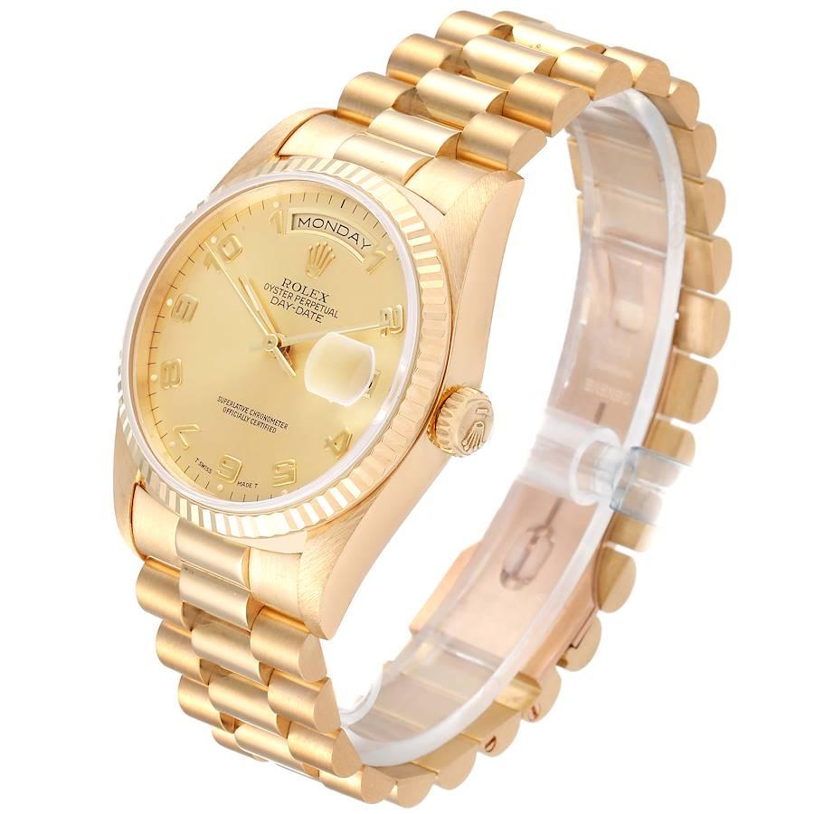 Men's Rolex President Day-Date Yellow Gold Arabic Dial Men’s Watch 18238 Tag For Sale