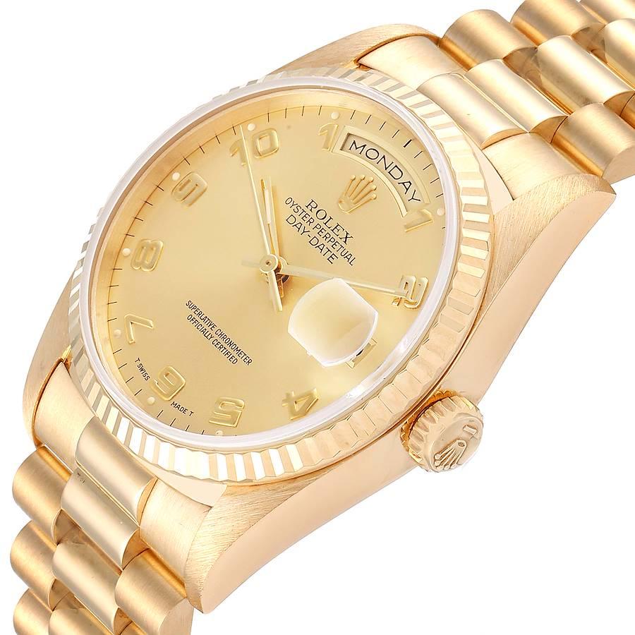 Rolex President Day-Date Yellow Gold Arabic Dial Men’s Watch 18238 Tag For Sale 1