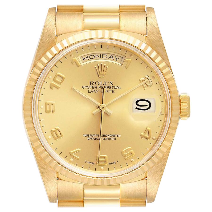 Rolex President Day-Date Yellow Gold Arabic Dial Men’s Watch 18238 Tag For Sale
