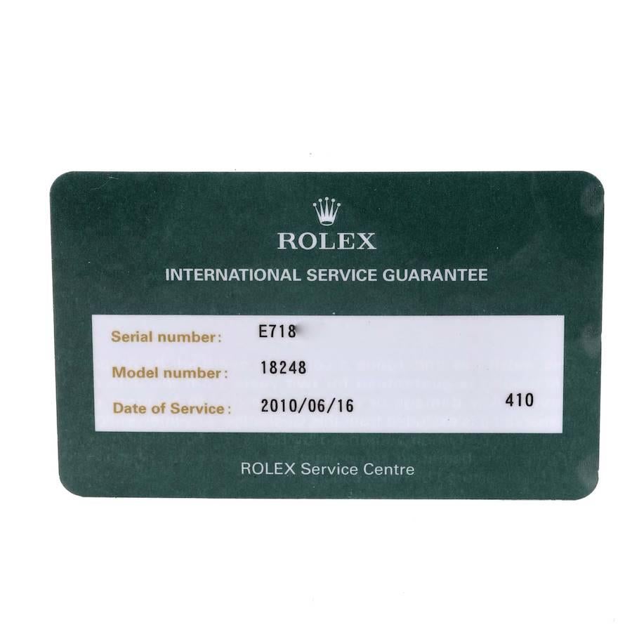 Rolex President Day-Date Yellow Gold Bark Diamond Dial Mens Watch 18248 Box Card 4