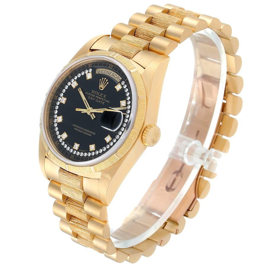 Men's Rolex President Day-Date Yellow Gold Bark Diamond Dial Men’s Watch 18248