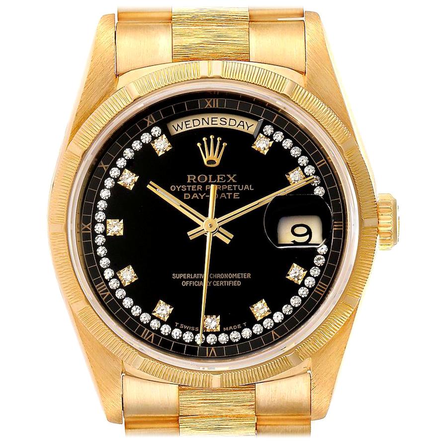 Rolex President Day-Date Yellow Gold Bark Diamond Dial Men’s Watch 18248