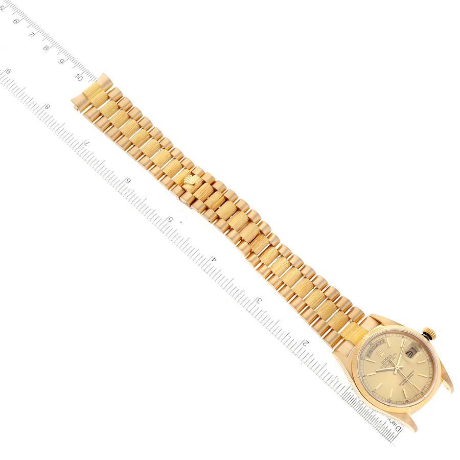 Rolex President Day-Date Yellow Gold Bark Finish Mens Watch 18078 3