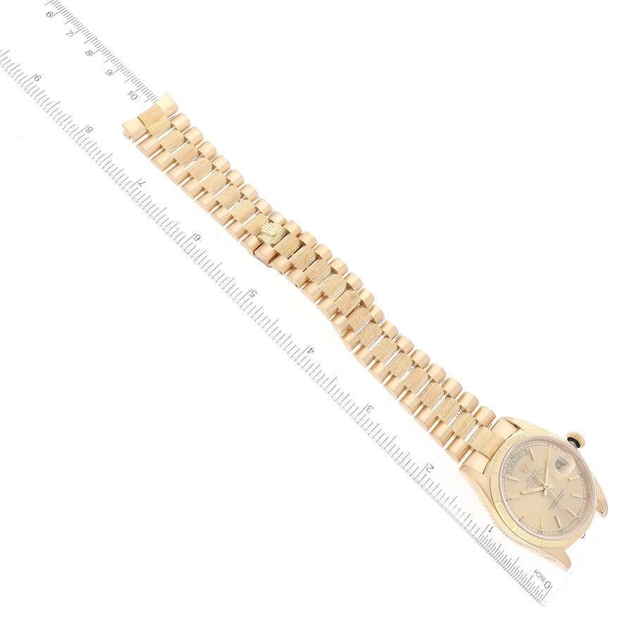 Rolex President Day-Date Yellow Gold Bark Finish Mens Watch 18078 6