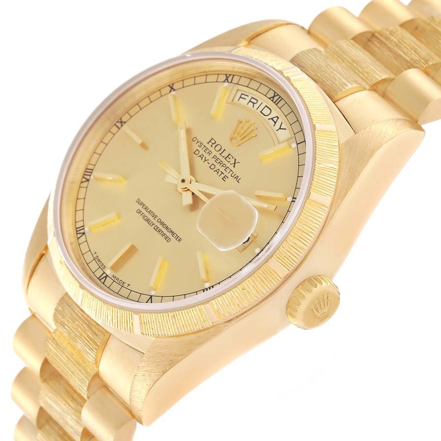 Rolex President Day-Date Yellow Gold Bark Finish Mens Watch 18078 1
