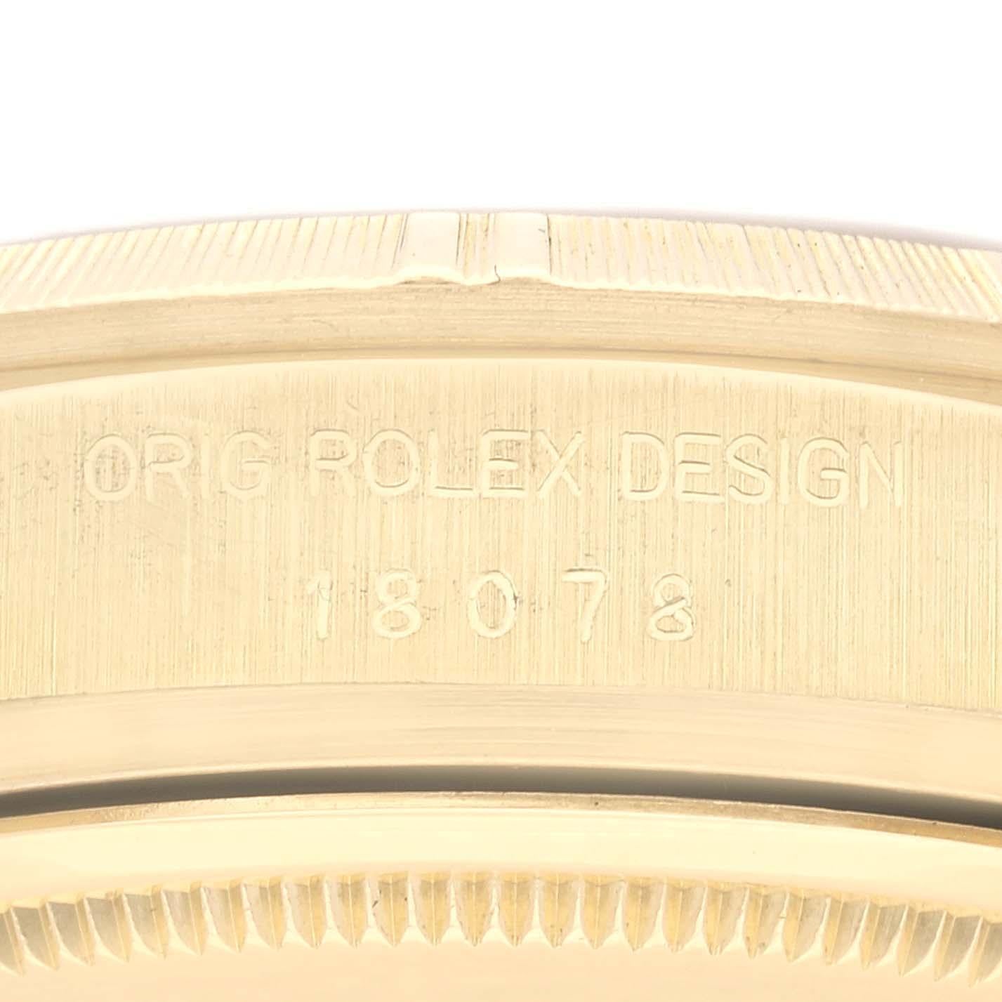 Rolex President Day-Date Yellow Gold Bark Finish Mens Watch 18078 In Good Condition In Atlanta, GA