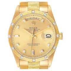 Rolex President Day-Date Yellow Gold Bark Finish Mens Watch 18248
