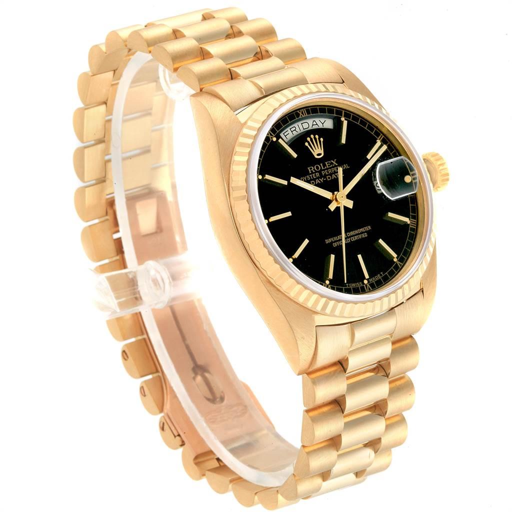 Men's Rolex President Day-Date Yellow Gold Black Dial Men’s Watch 18038