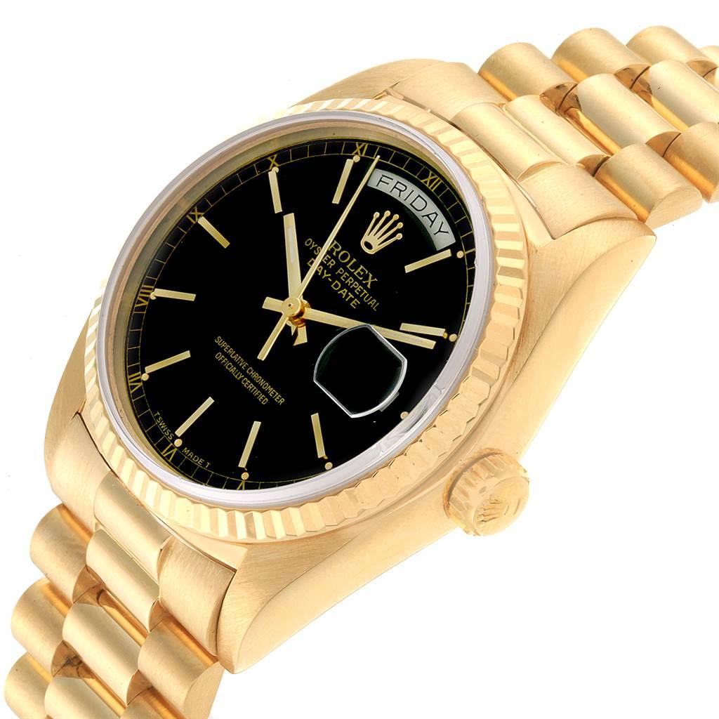 Rolex President Day-Date Yellow Gold Black Dial Men’s Watch 18038 2