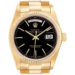 Rolex President Day-Date Yellow Gold Black Dial Men's Watch 18038