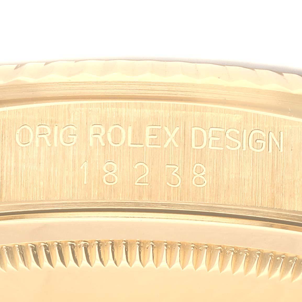 Rolex President Day-Date Yellow Gold Black Dial Mens Watch 18238 In Excellent Condition In Atlanta, GA
