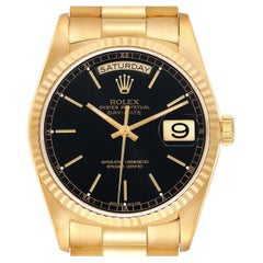 Rolex President Day-Date Yellow Gold Black Dial Mens Watch 18238