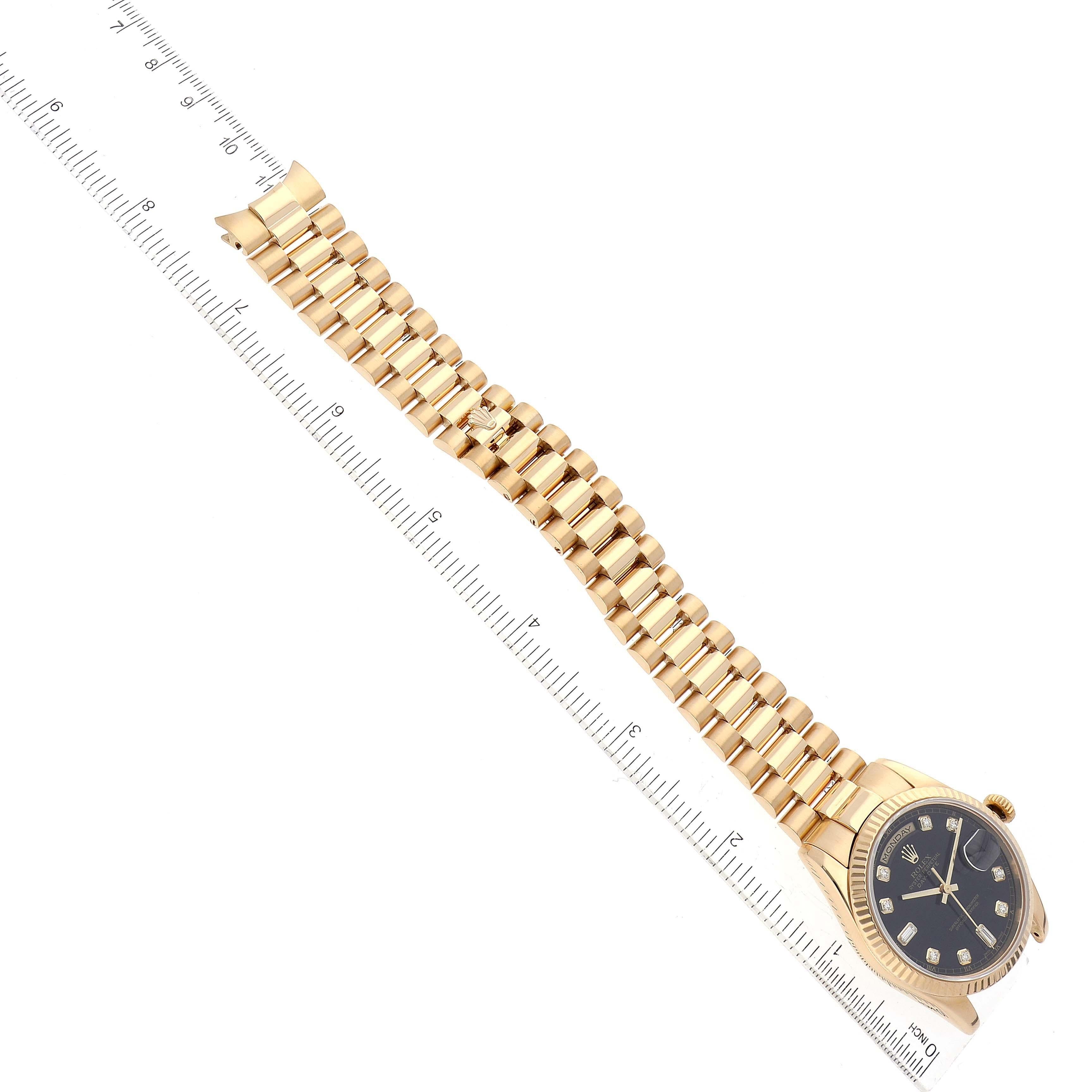Rolex President Day Date Yellow Gold Black Diamond Dial Mens Watch 118238 7