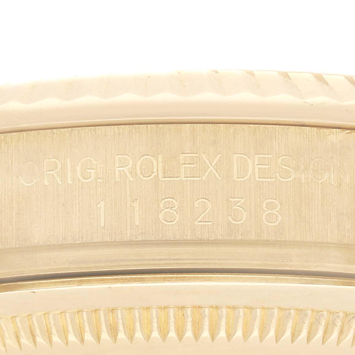 Men's Rolex President Day Date Yellow Gold Black Diamond Dial Mens Watch 118238