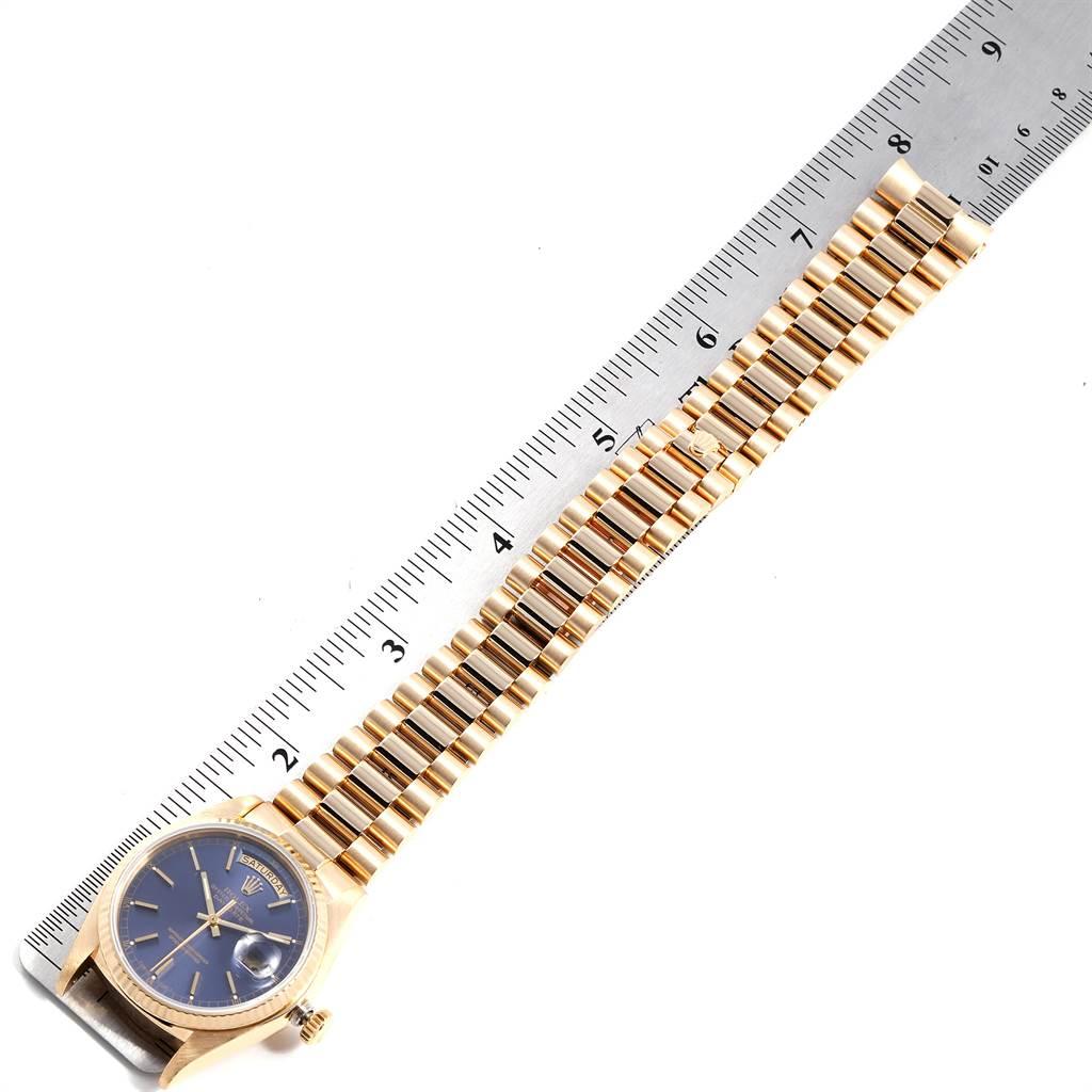 Rolex President Day-Date Yellow Gold Blue Dial Men's Watch 18038 7