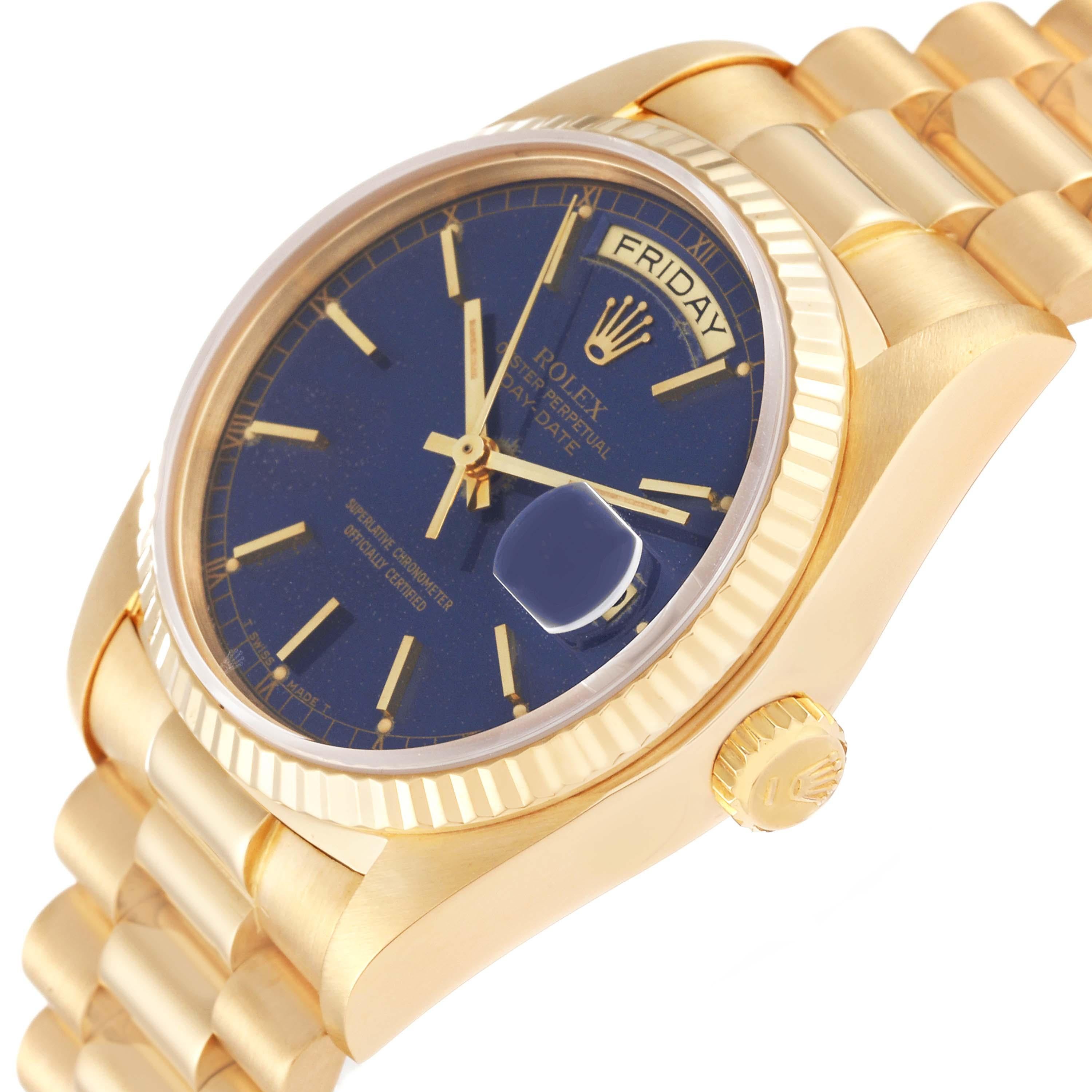 Rolex President Day-Date Yellow Gold Blue Dial Mens Watch 18038 For Sale 5