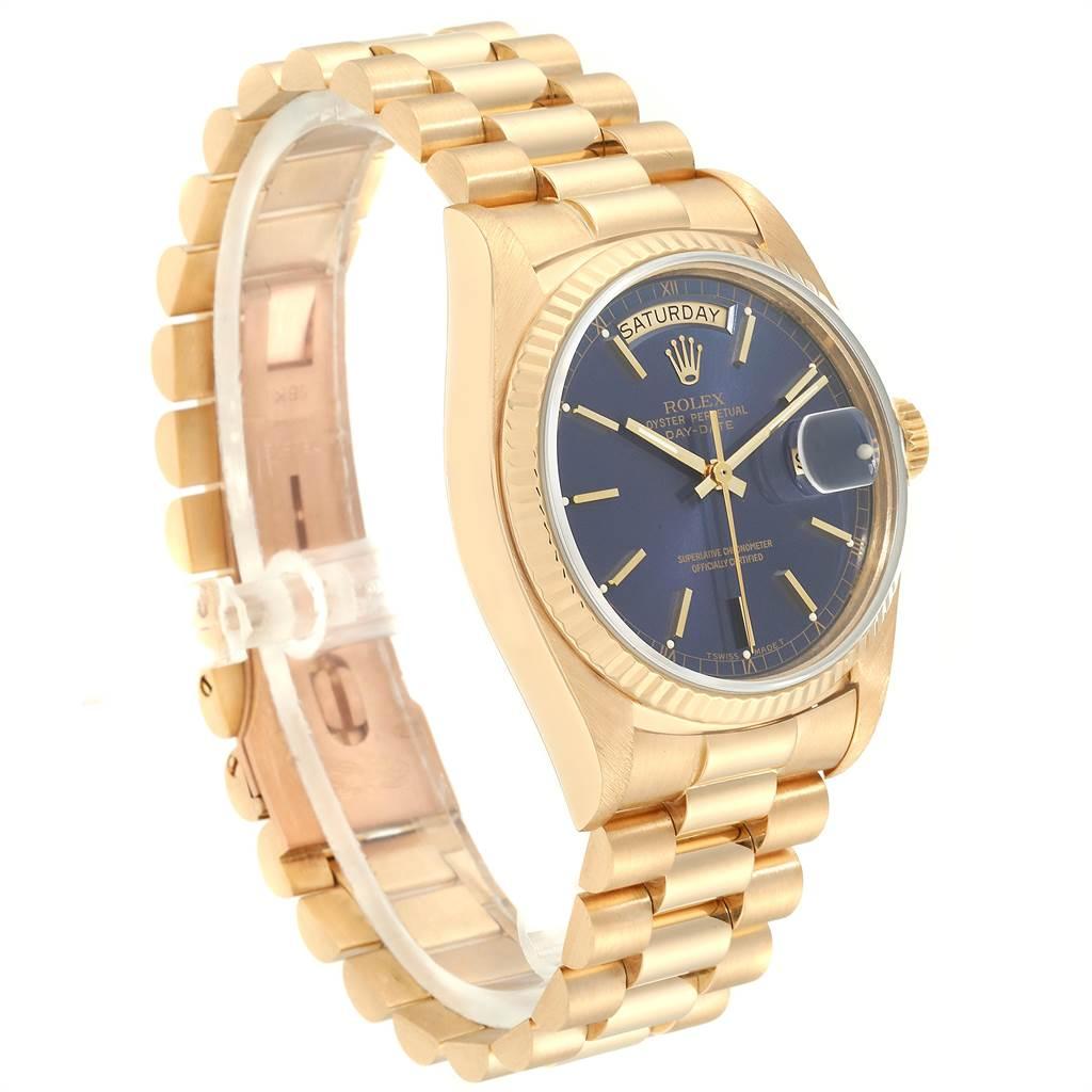 Rolex President Day-Date Yellow Gold Blue Dial Men's Watch 18038 1