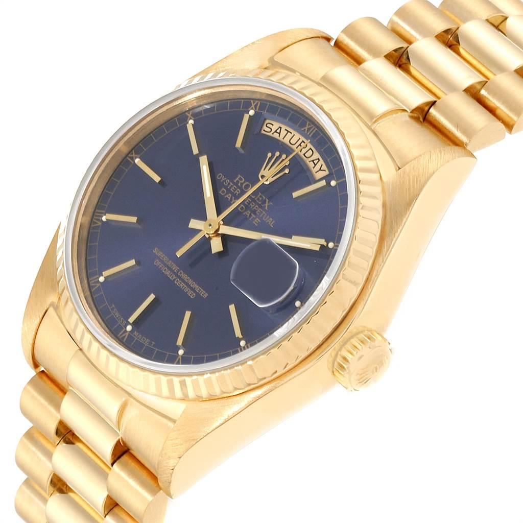 Rolex President Day-Date Yellow Gold Blue Dial Men's Watch 18038 2