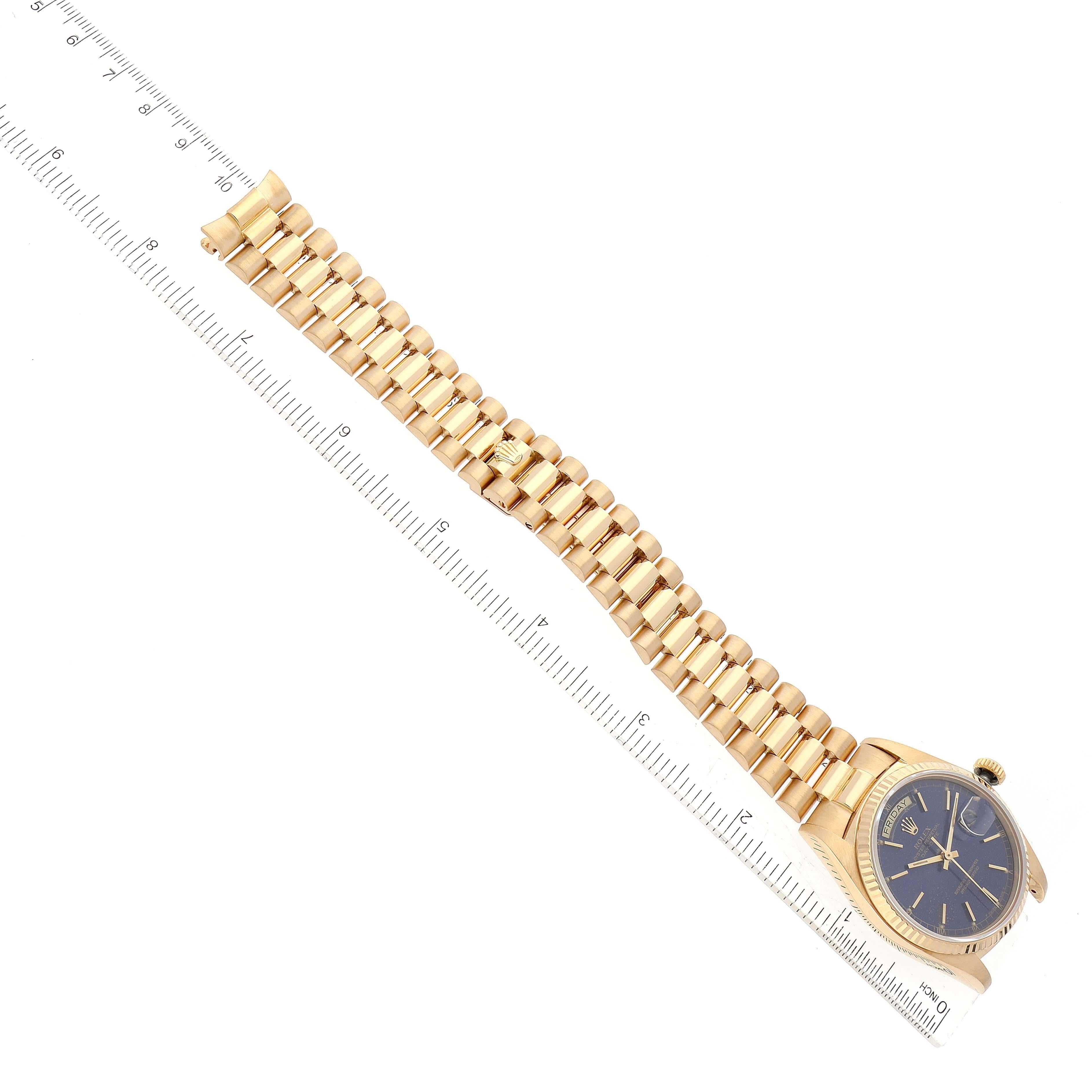 Rolex President Day-Date Yellow Gold Blue Dial Mens Watch 18038 For Sale 2