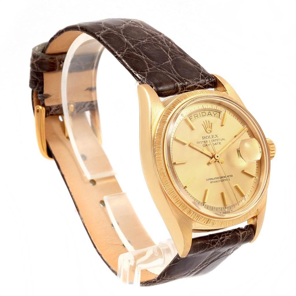 Rolex President Day-Date Yellow Gold Brown Strap Men's Watch, 1807 For Sale 1