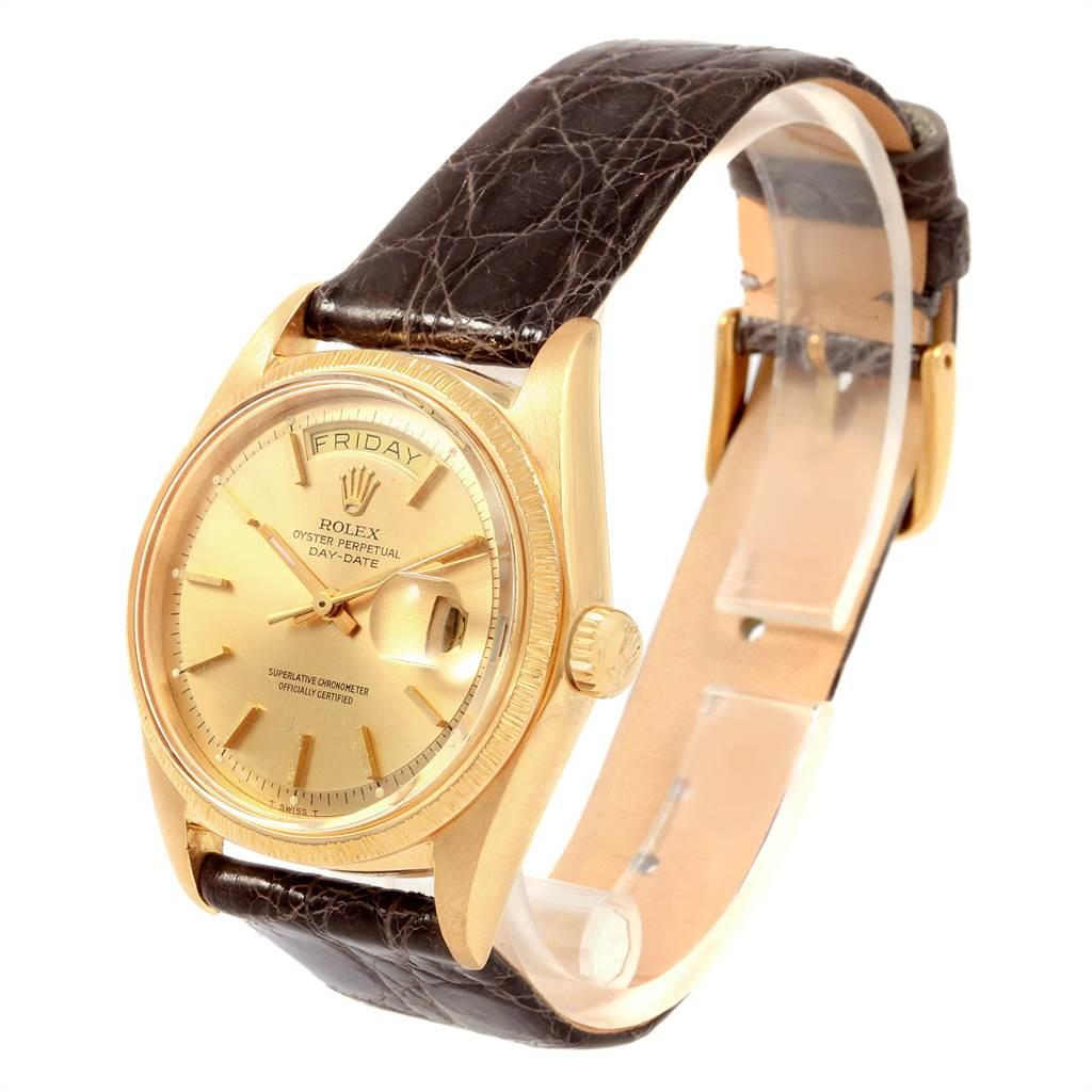Rolex President Day-Date Yellow Gold Brown Strap Men's Watch, 1807 For Sale 2